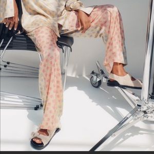 ZARA PRINTED WIDE LEG PJ STYLE PANTS